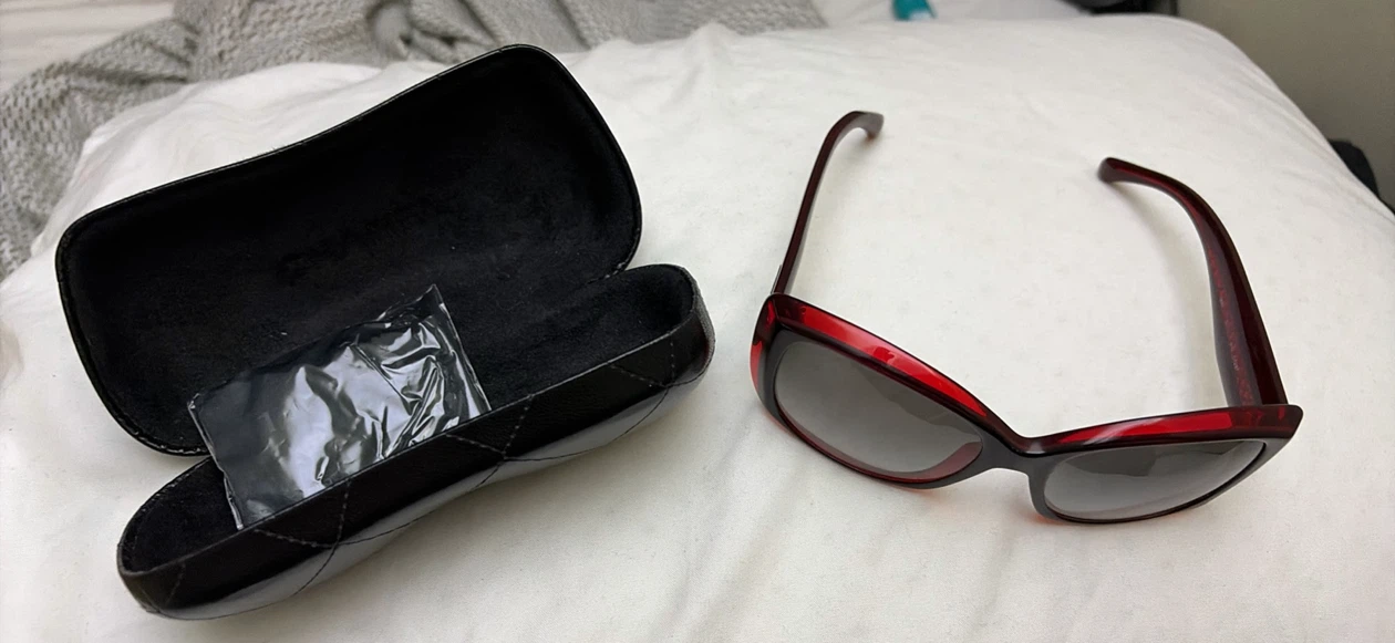Red Cat-Eye Sunglasses with Case
