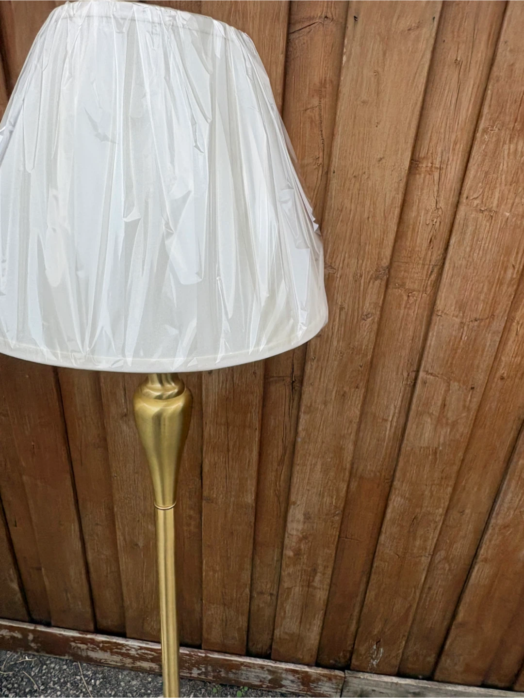 Free delivery used Pair of Brass Floor Lamps with Cream Shades - photo 5