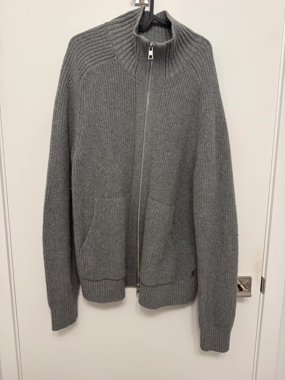 Wool Michael Kors Grey Zip-Up Cardigan Sweater Jumper - photo 2