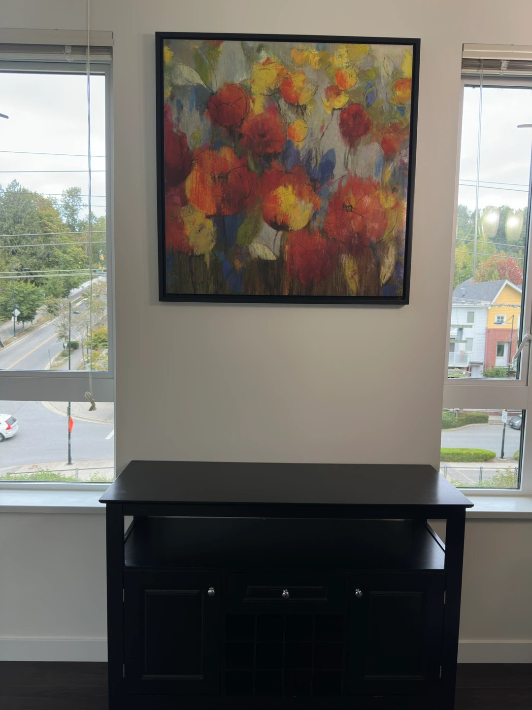 Black Console Table with Wine Rack