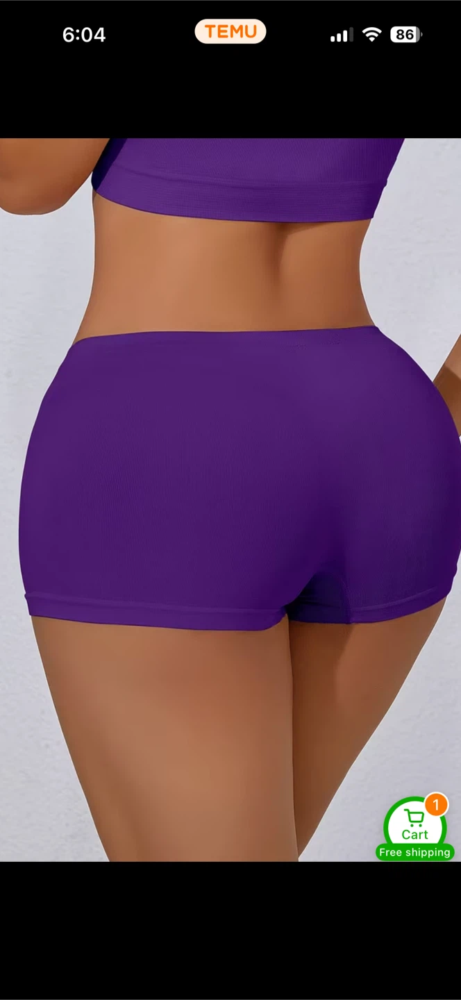 Purple Ribbed Seamless girl Shorts