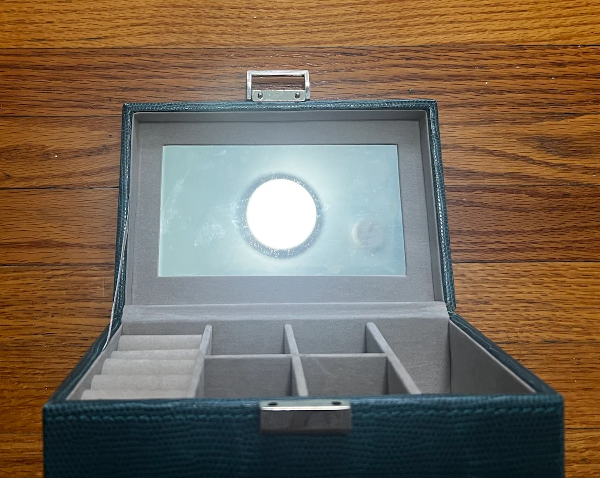 Teal Faux Leather Jewelry Box with Mirror - photo 3