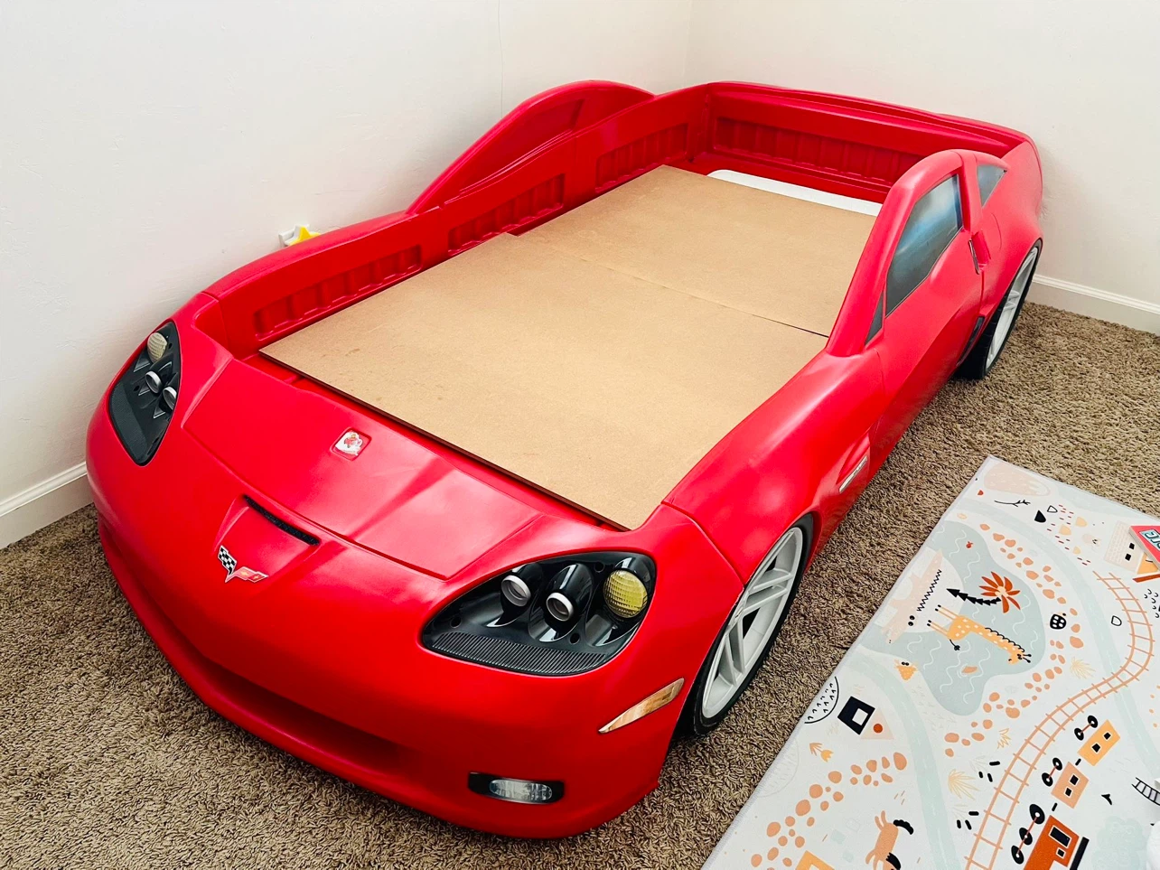 Red Corvette Race Car Toddler Bed