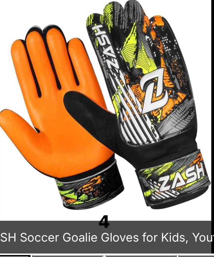 ZASH Soccer Goalie Gloves for Kids - Size 4