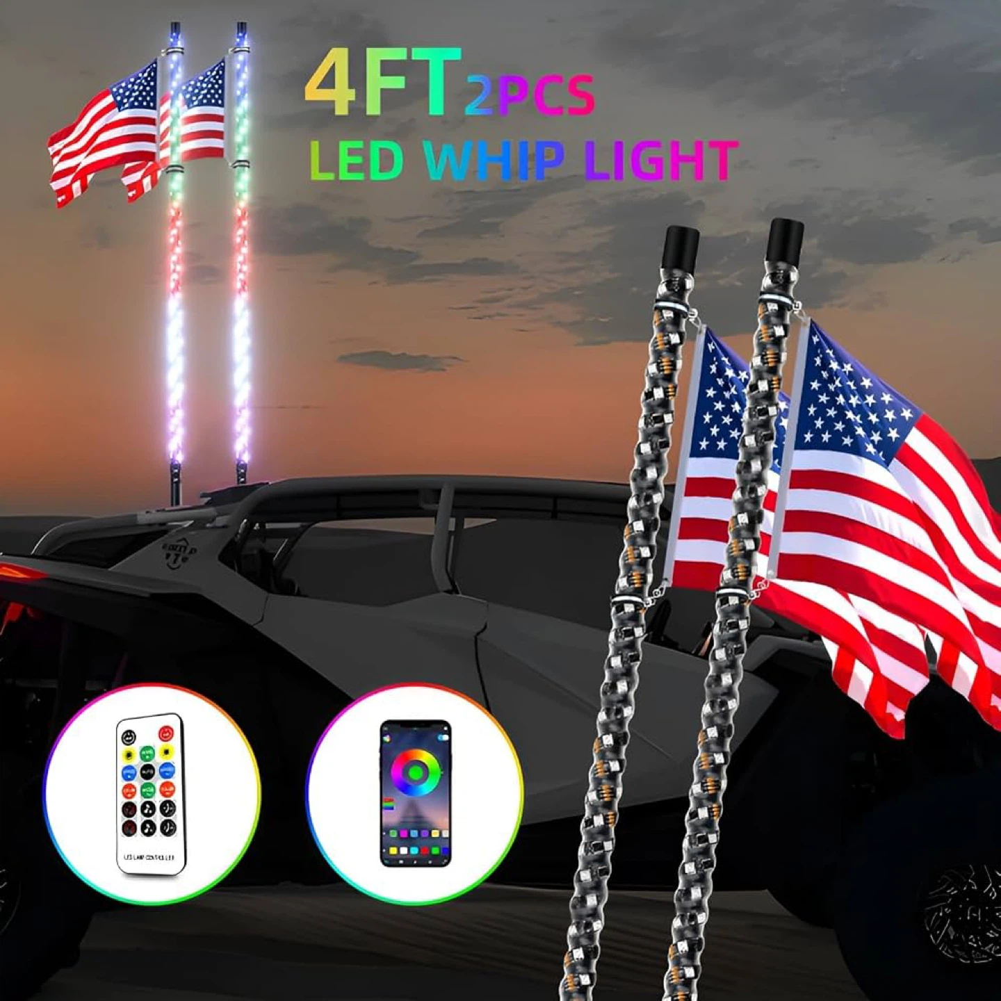 Welmotive 2 Pack 4FT Whip Lights - Brand new - photo 2