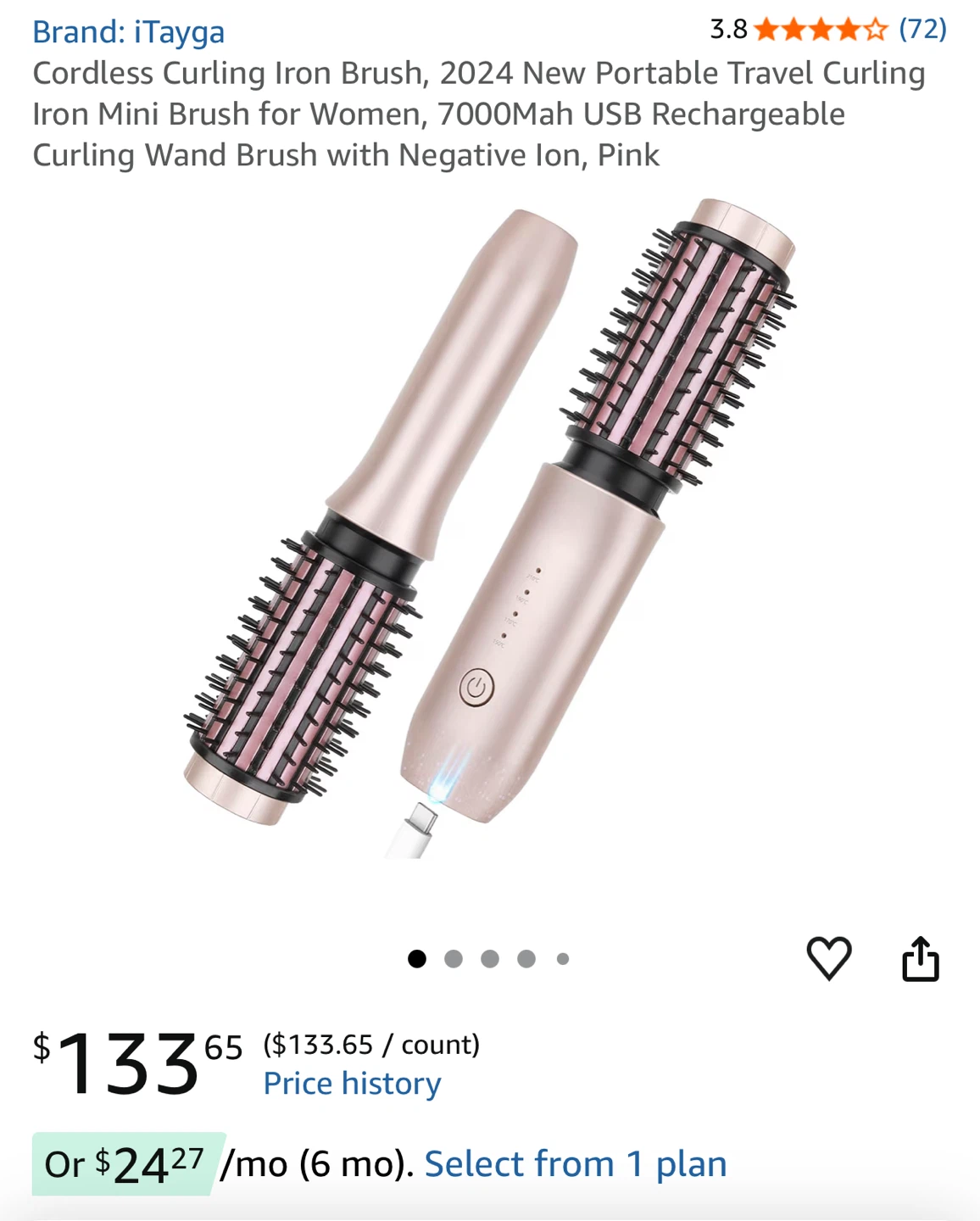 iTayga Cordless Curling Iron Brush