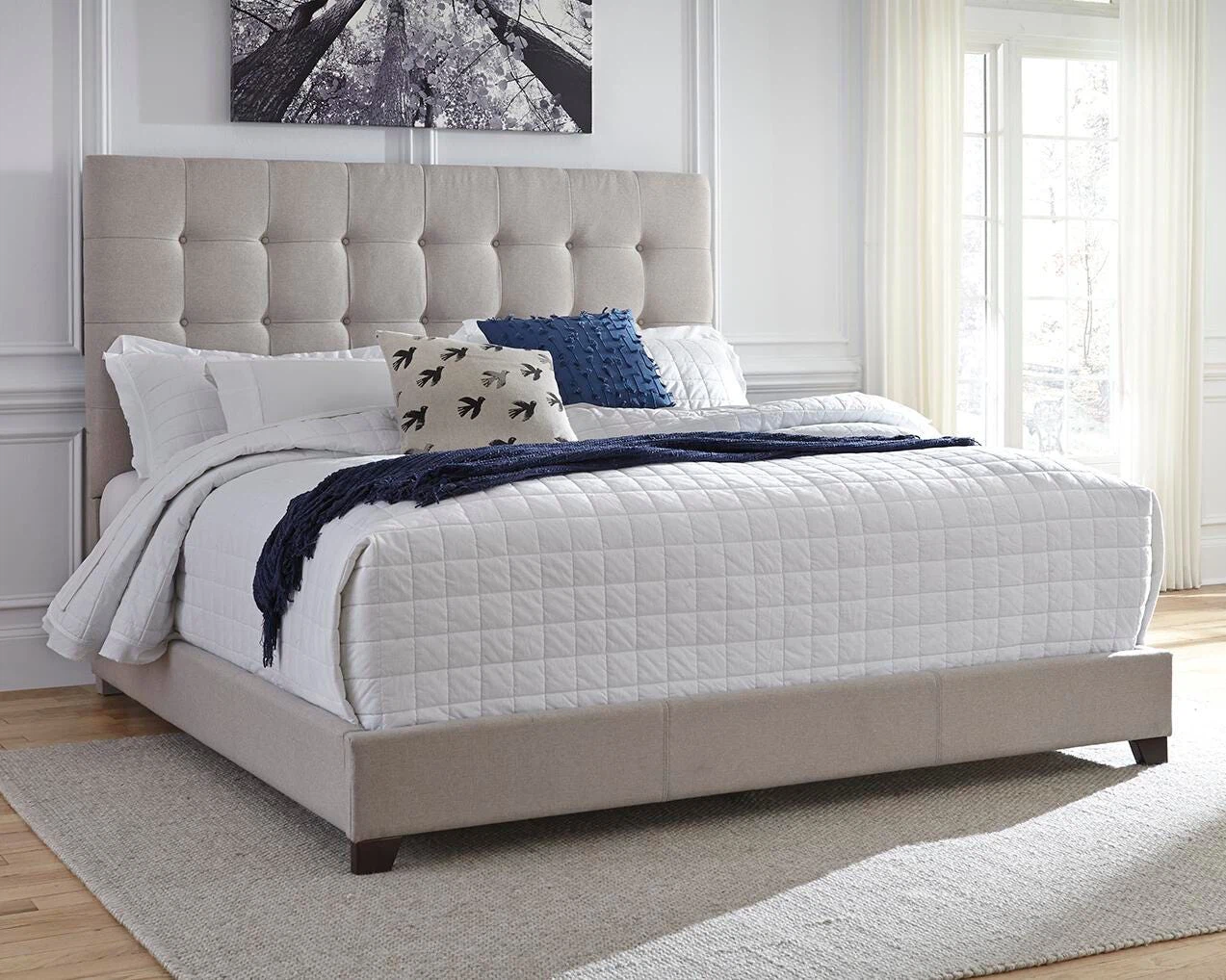 Tufted Fabric Bed Frame Queen