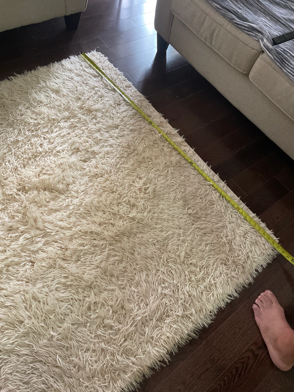 Cream Shag Rug 55 inches x 80 inches like new - photo 3