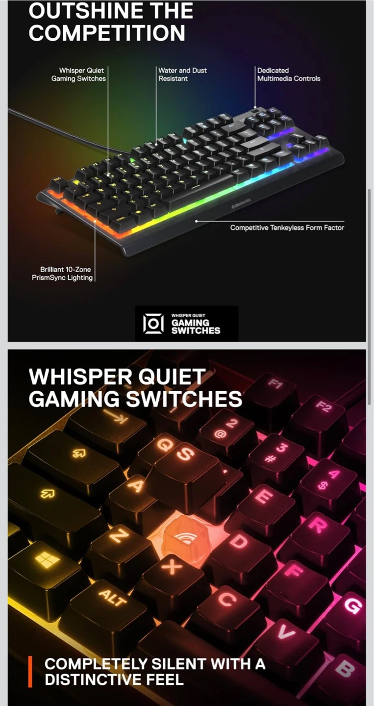 SteelSeries Apex 3 TKL Gaming Keyboard - photo 4