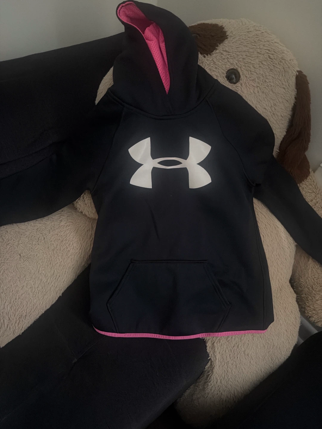 Under Armour Black Hoodie with Pink Trim