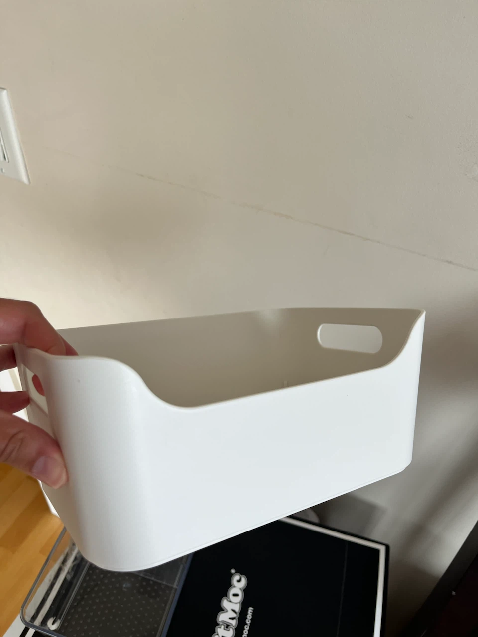White Plastic Storage Bin with Handles