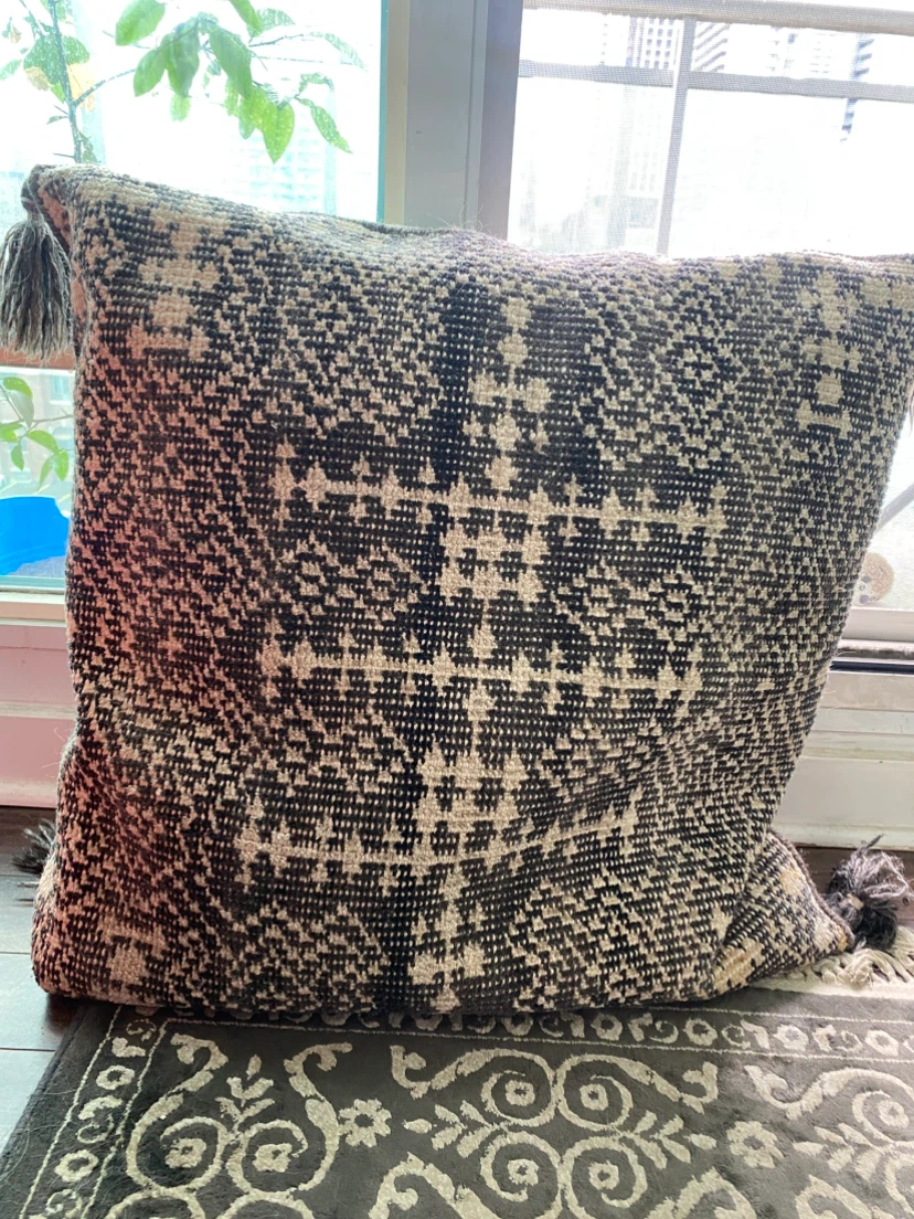 Geometric Woven Throw Pillow with Tassels