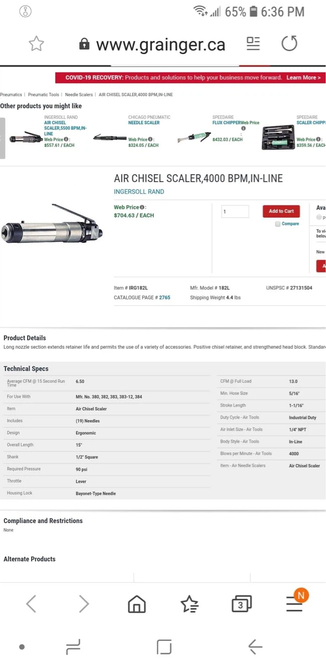 INGERSOLL RAND AIR CHISEL SCALER - photo 3