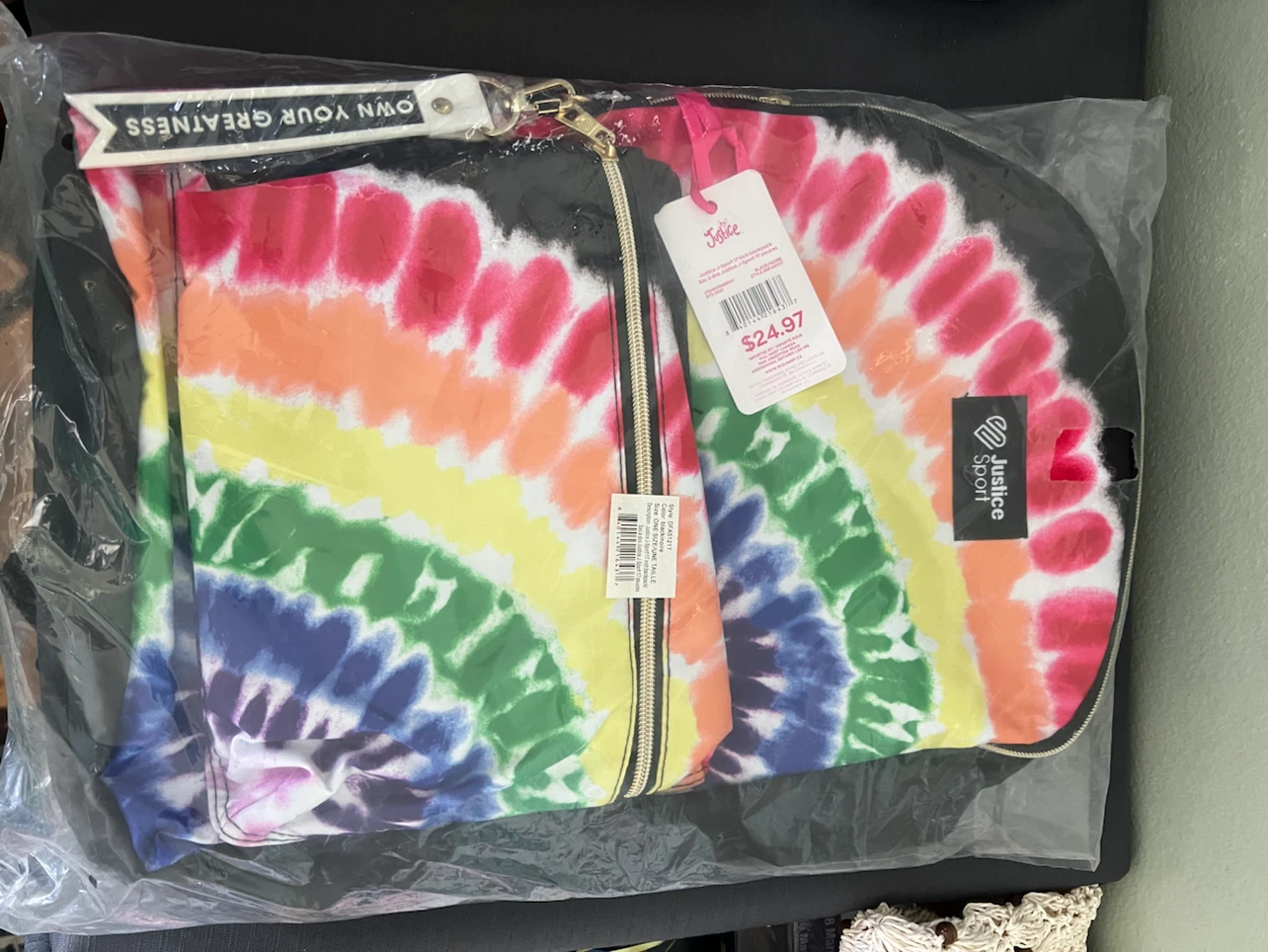 Justice Rainbow Tie-Dye Backpack
