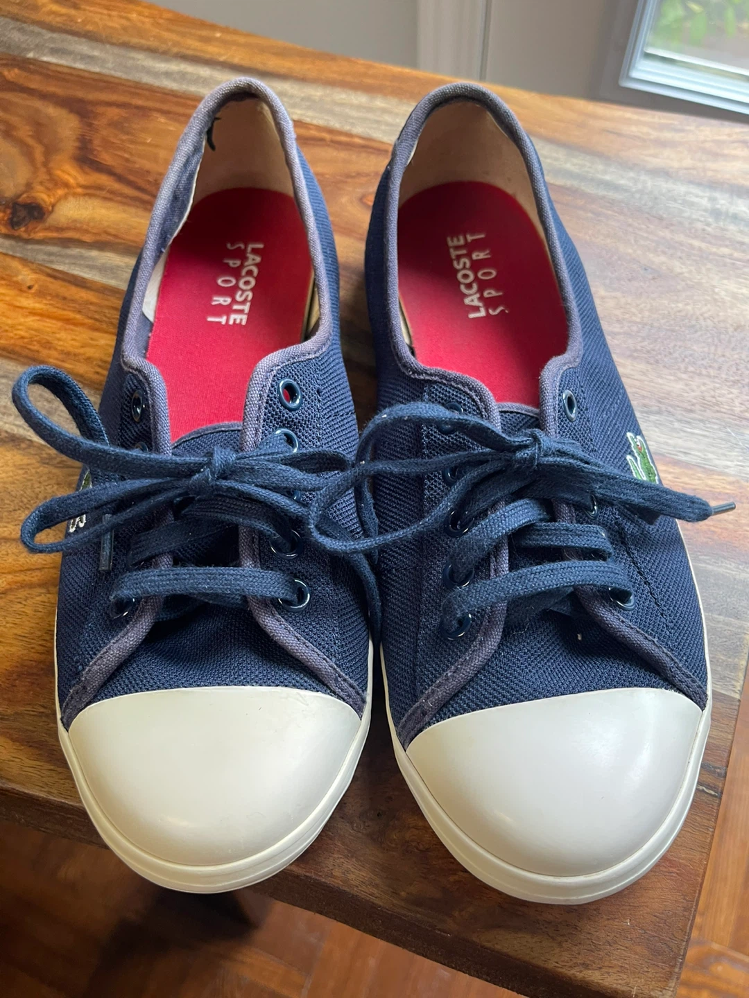 Size 7- Lacoste Sport Women's Navy Canvas Sneakers