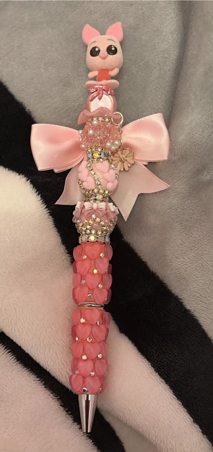 Disney Piglet Beaded Pen with Bow and Rhinestones - photo 2