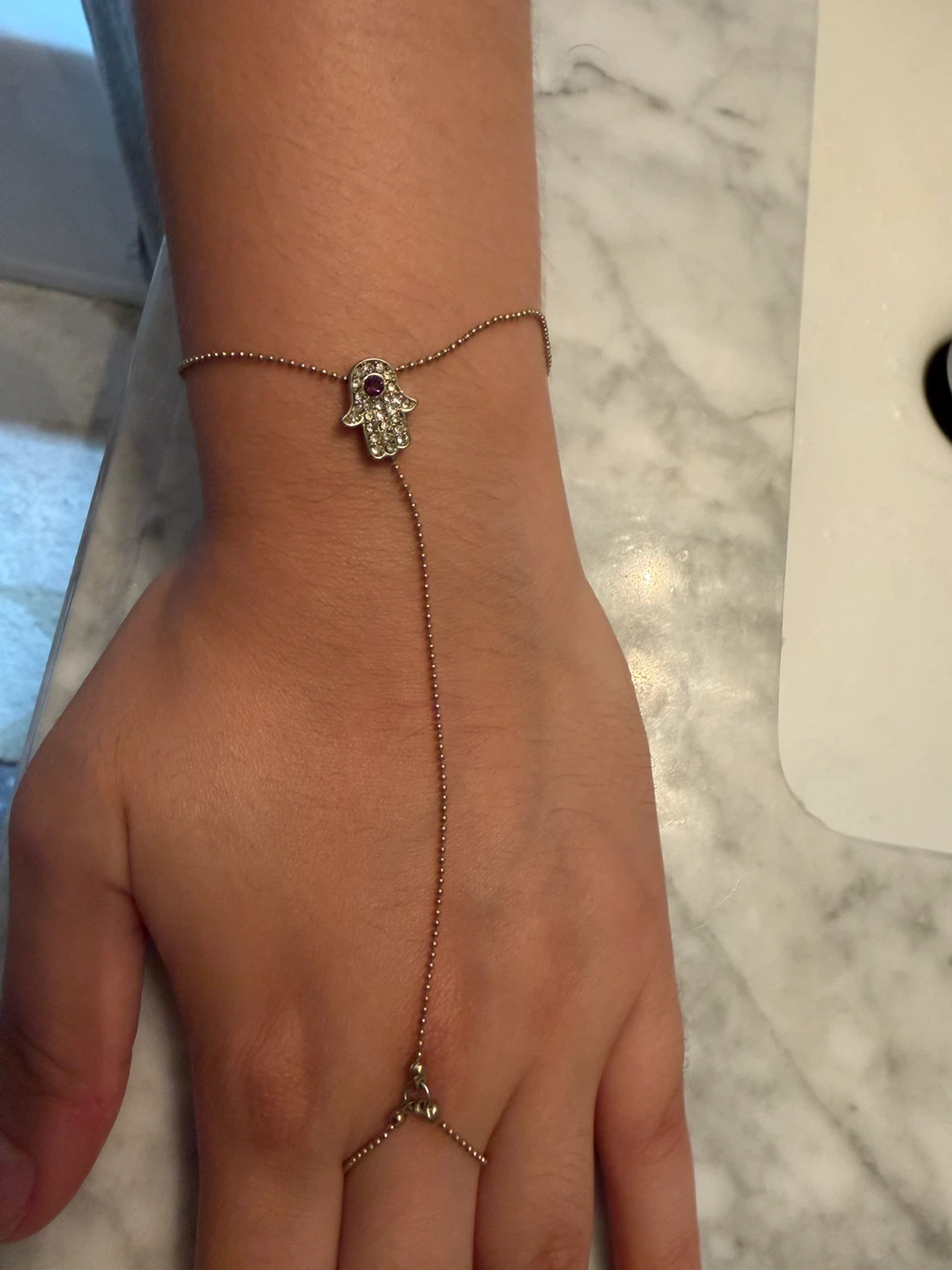 Hamsa Hand Bracelet with Rhinestones