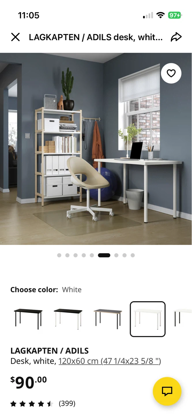 IKEA LAGKAPTEN / ADILS Desk, White 120x60 cm