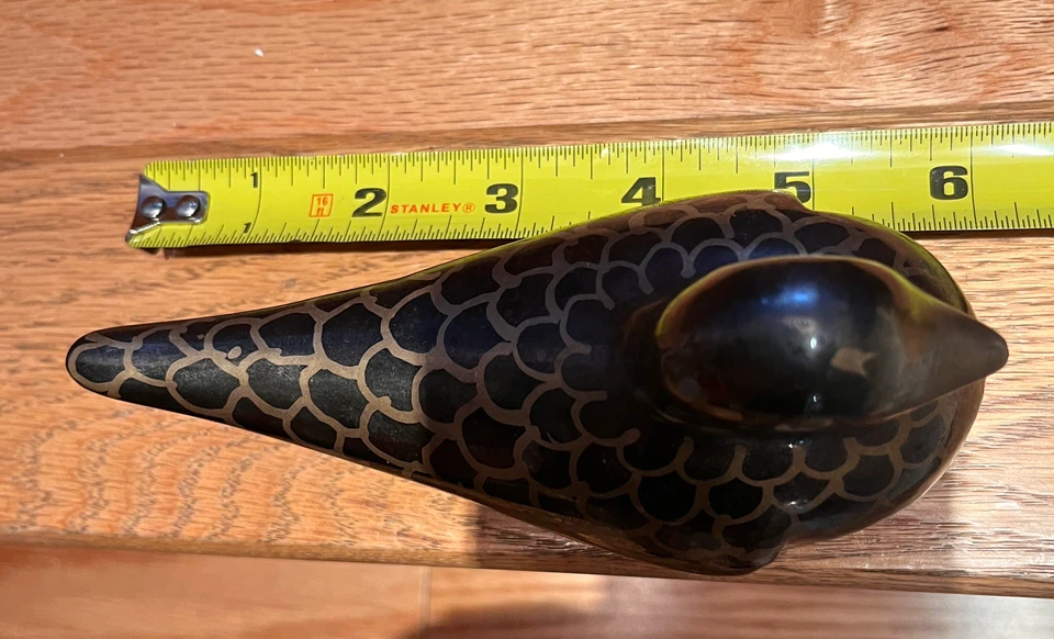 Vintage 6" Brass & Black Enamel Loon Figurine – - photo 4