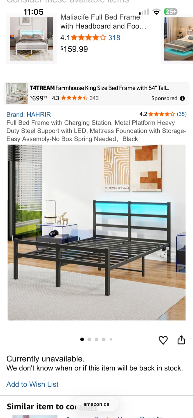Black Metal Bed Frame & Mattress