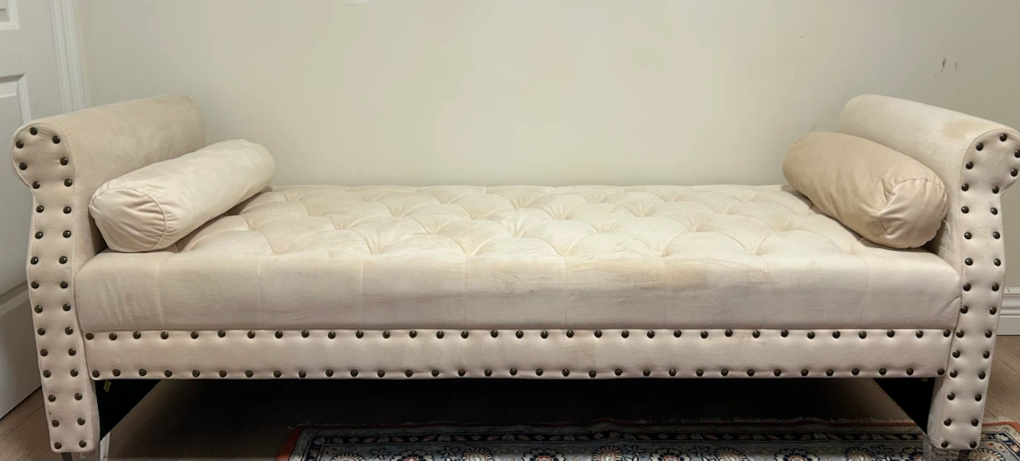 Tufted Velvet Bench with Bolster Pillows - photo 2