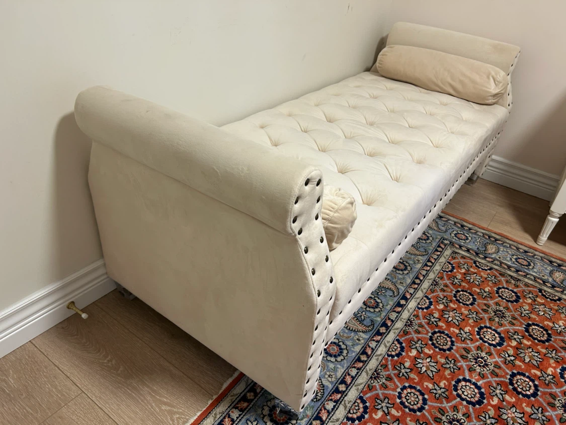 Tufted Velvet Bench with Bolster Pillows - photo 3
