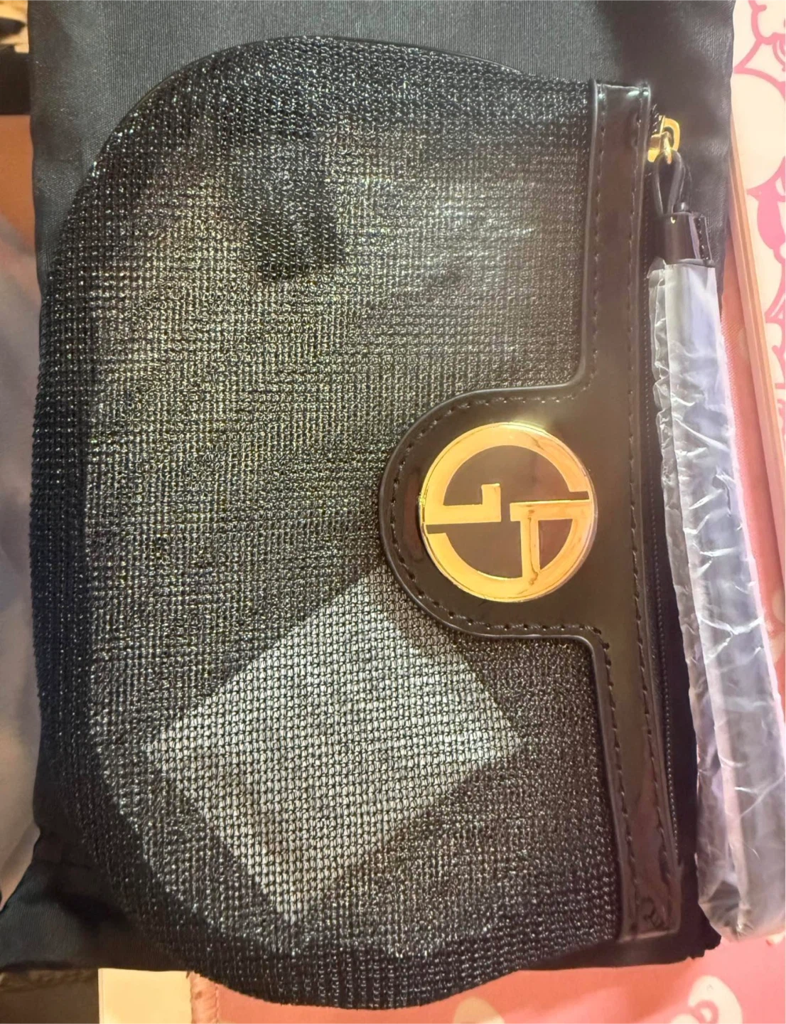 Giorgio Armani Beauty black shimmer pouch
