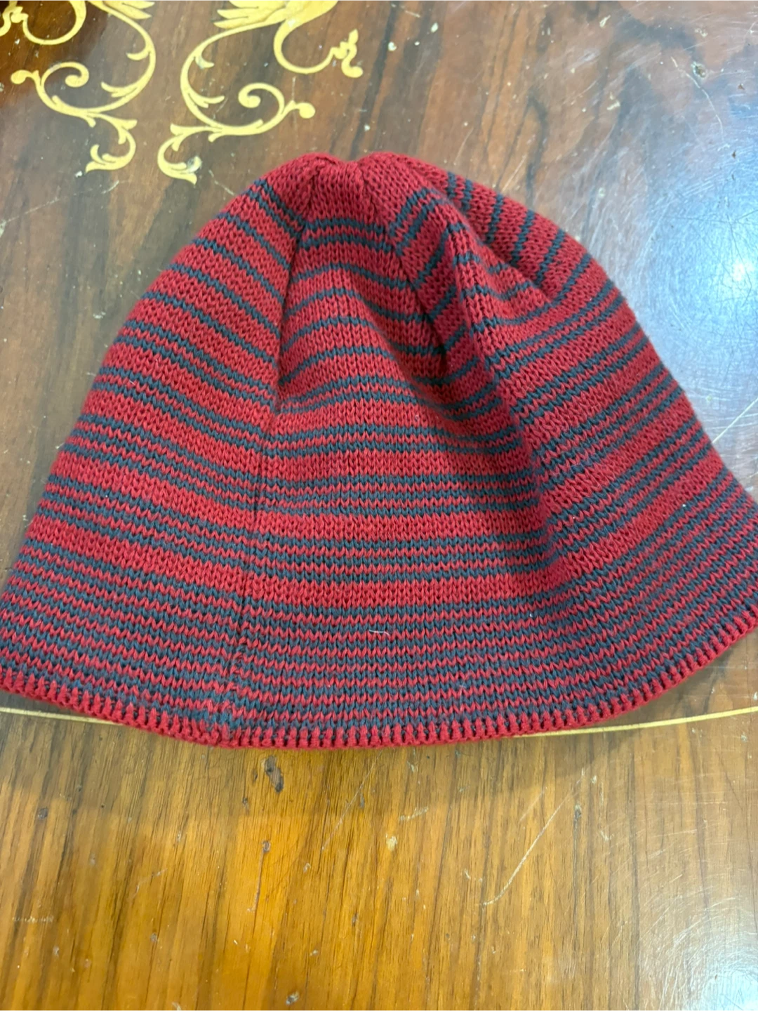 The North Face Red and Grey Striped Beanie - photo 3