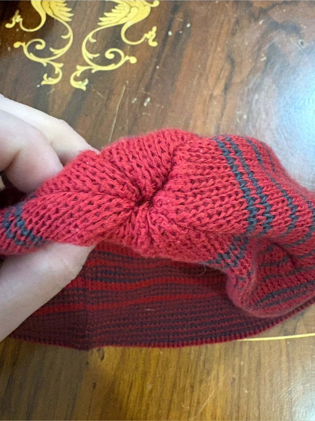 The North Face Red and Grey Striped Beanie - photo 4
