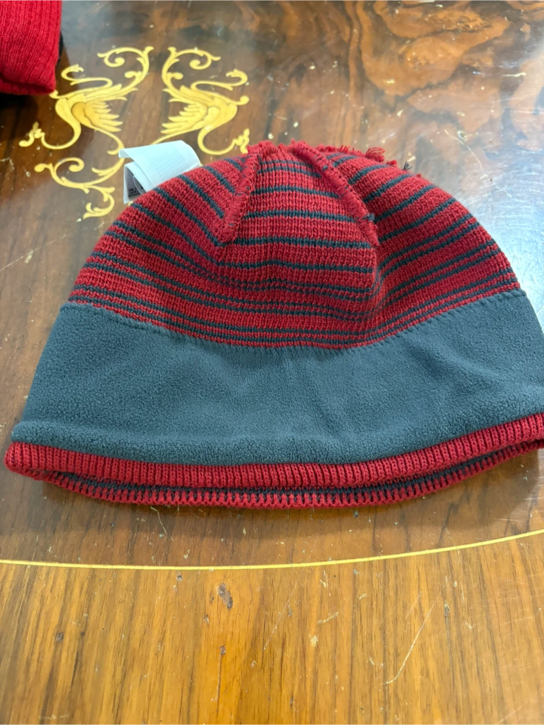 The North Face Red and Grey Striped Beanie - photo 5