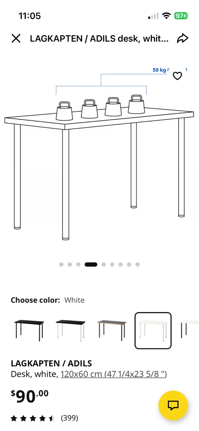 IKEA LAGKAPTEN / ADILS Desk, White, 120x60 cm - photo 3