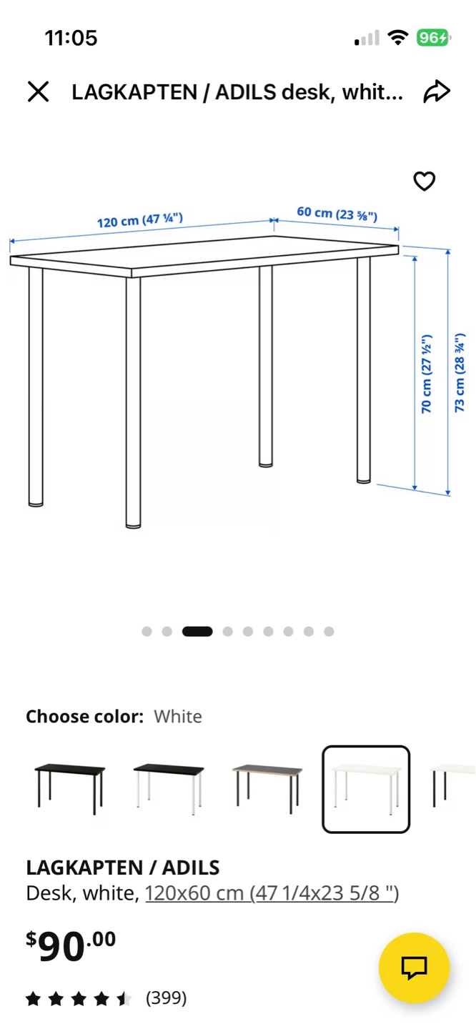 IKEA LAGKAPTEN / ADILS Desk, White, 120x60 cm - photo 4