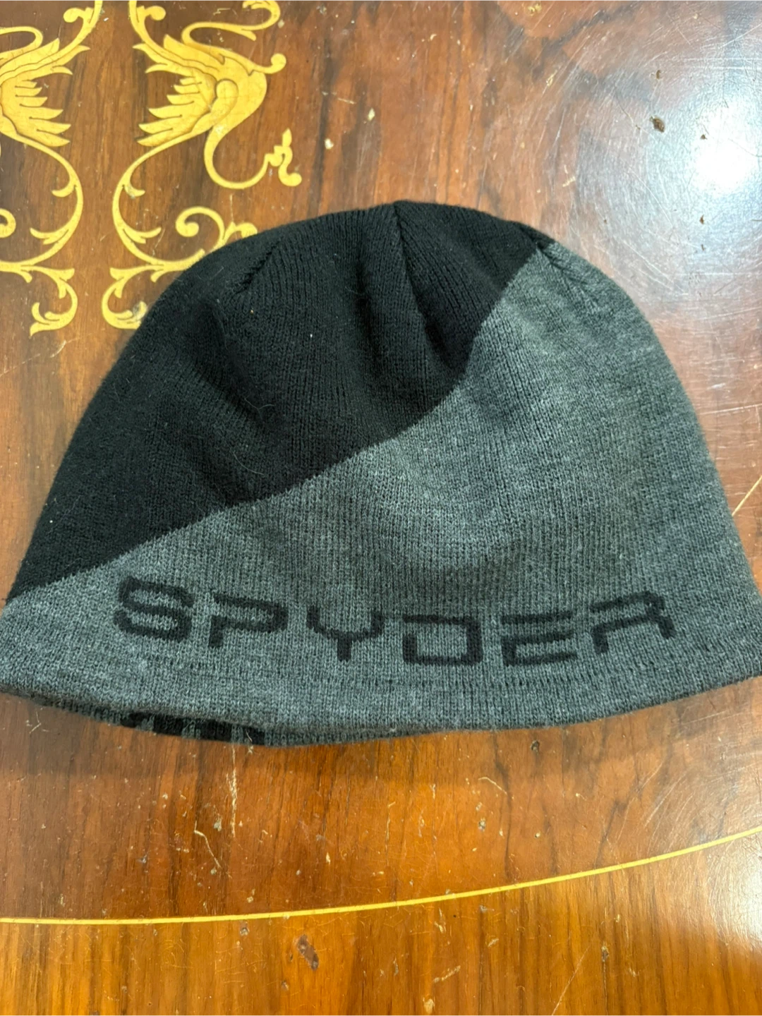 Spyder grey and black knit beanie
