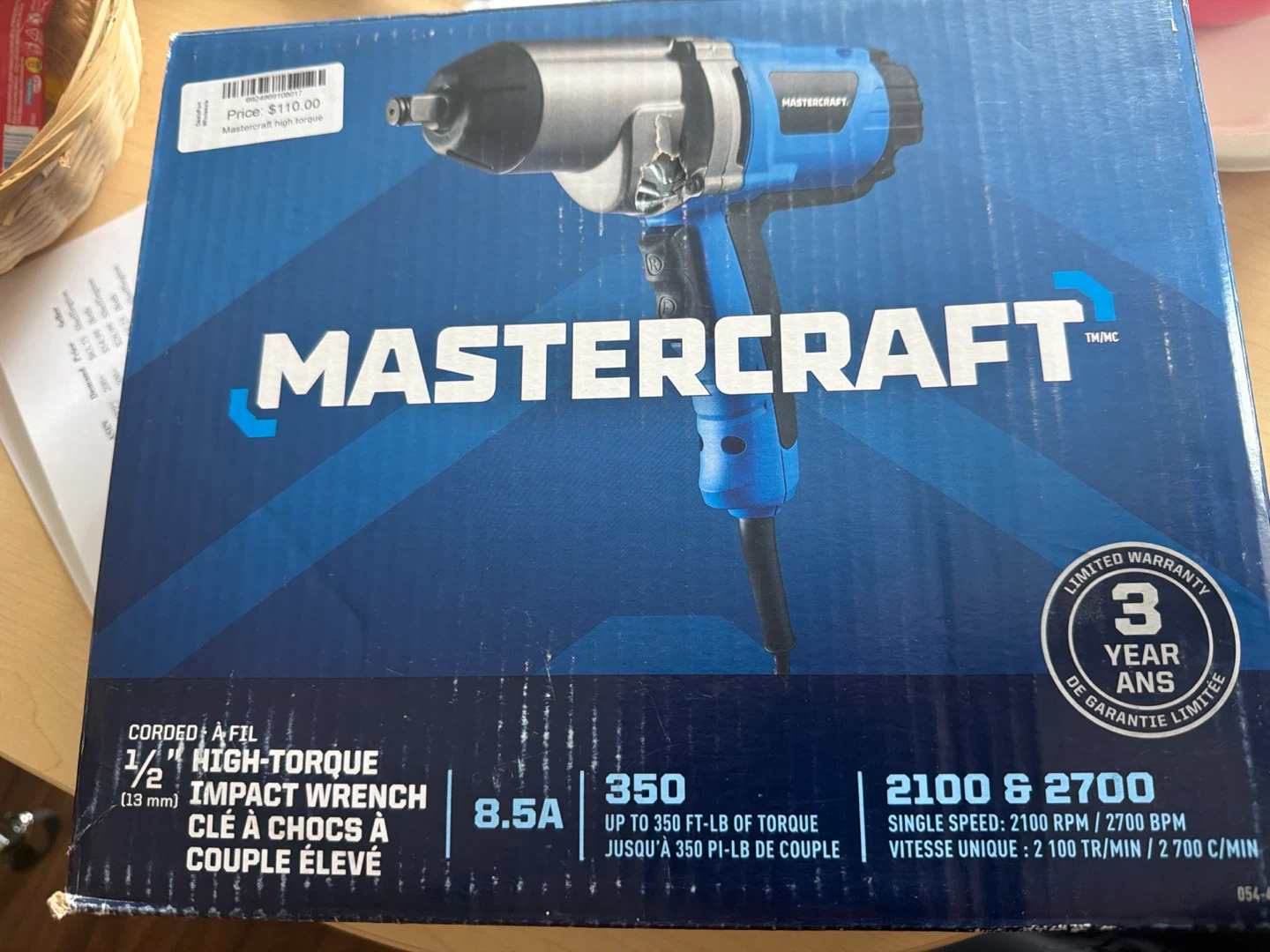 Mastercraft 1/2" High-Torque Corded Impact Wrench