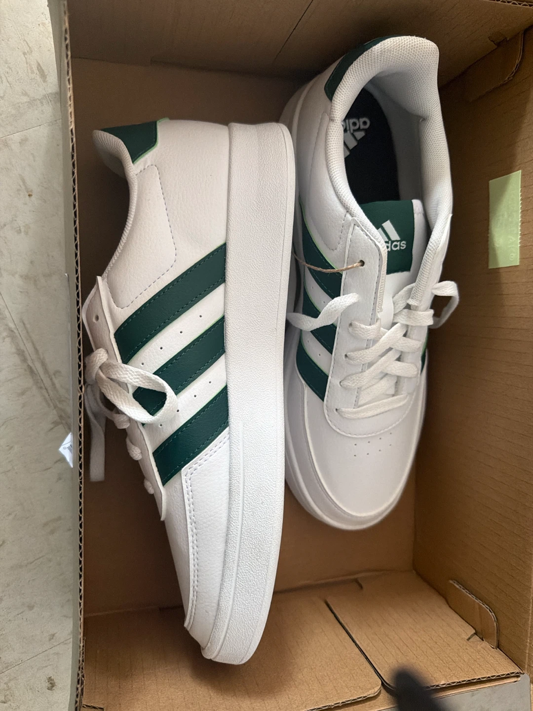Adidas White & Green Stripe Sneakers
