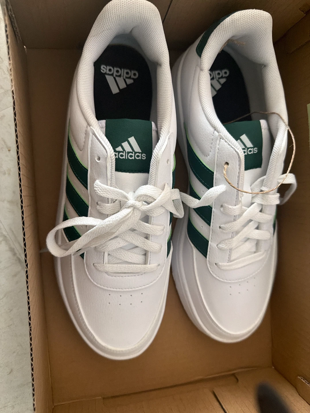Adidas White & Green Stripe Sneakers - photo 2