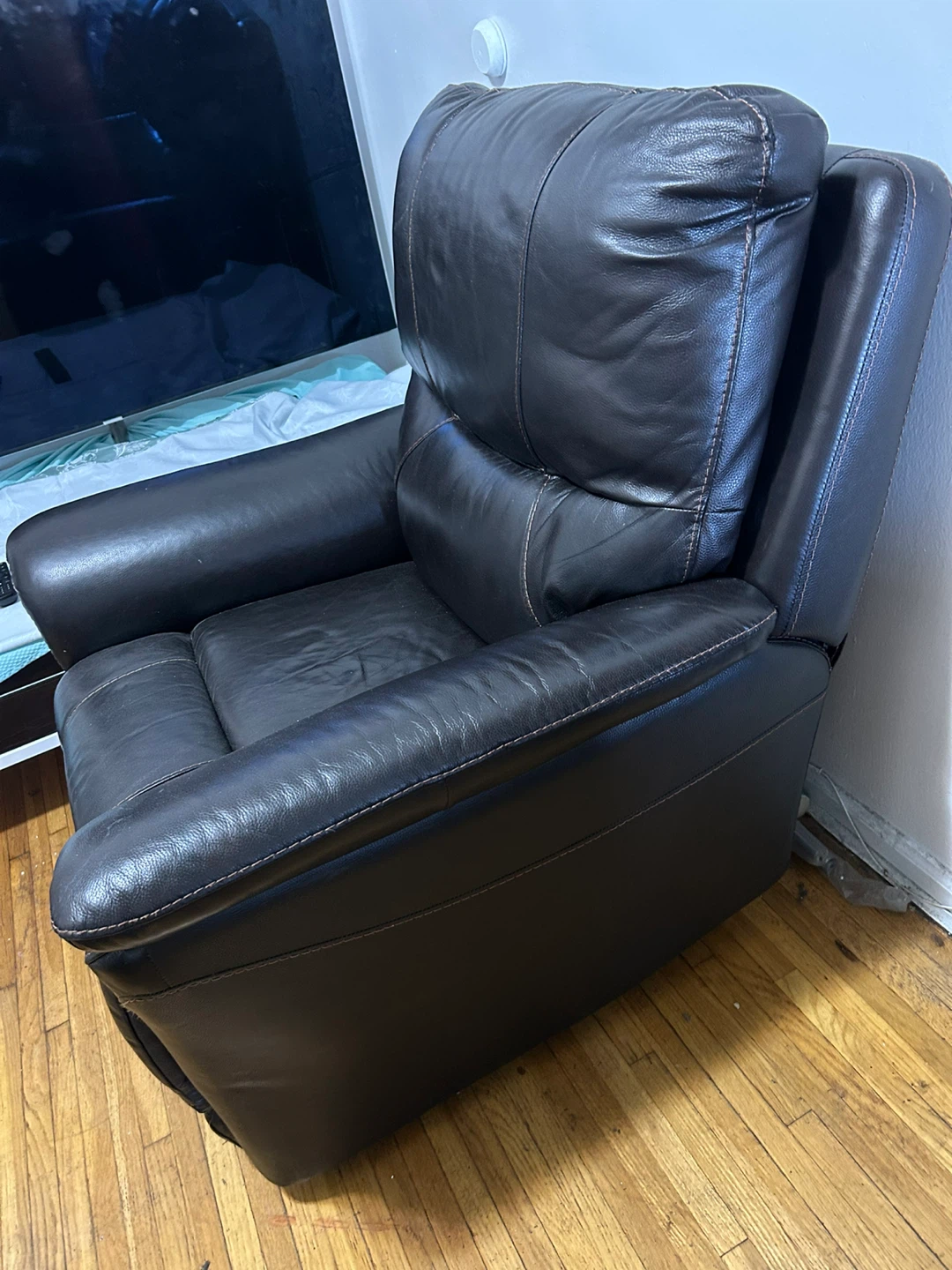 Dark Brown Leather Recliner - photo 2