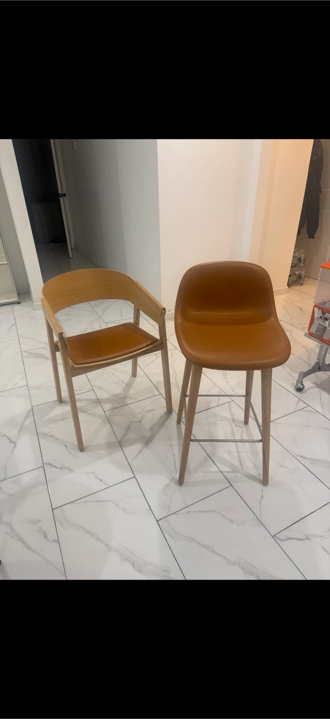 Muuto cover chairs and muuto fiber counter stools