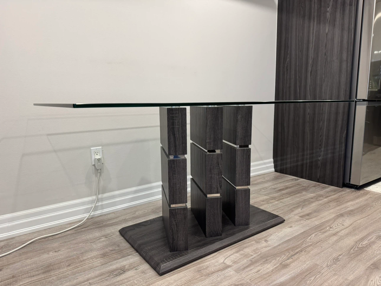 Glass Top Dining Table with Wood Base - photo 4