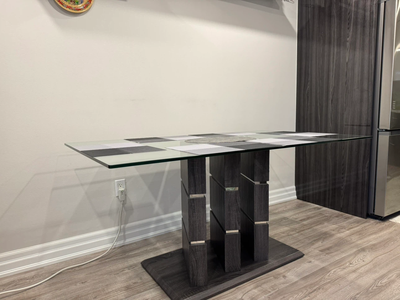 Glass Top Dining Table with Wood Base - photo 5