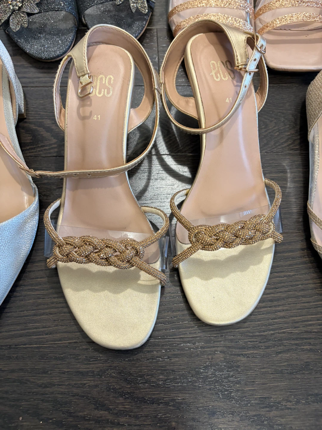 ECS Gold Braided Strap Heels - photo 5