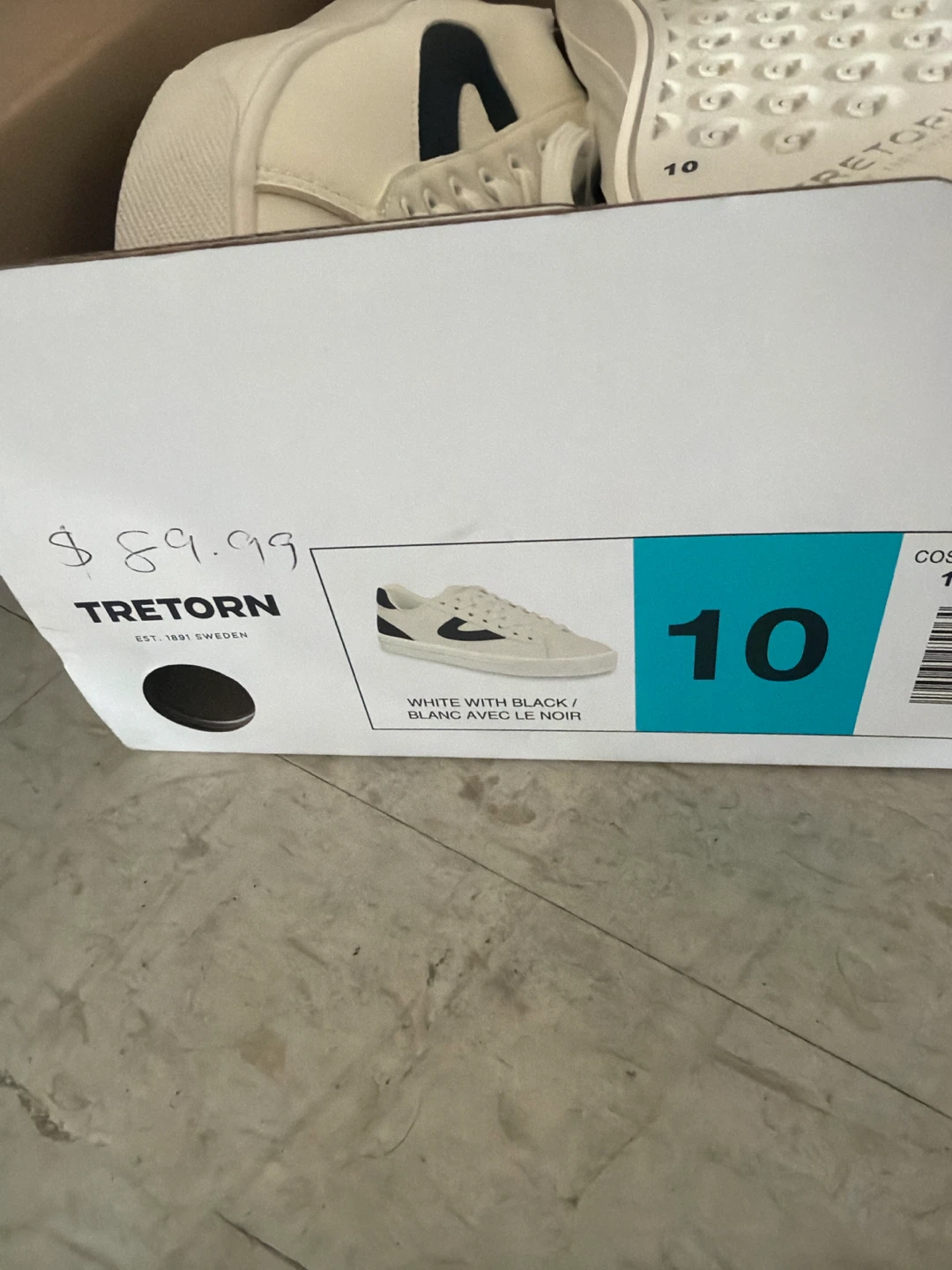 Tretorn White with Black Sneakers - Size 10 - photo 3
