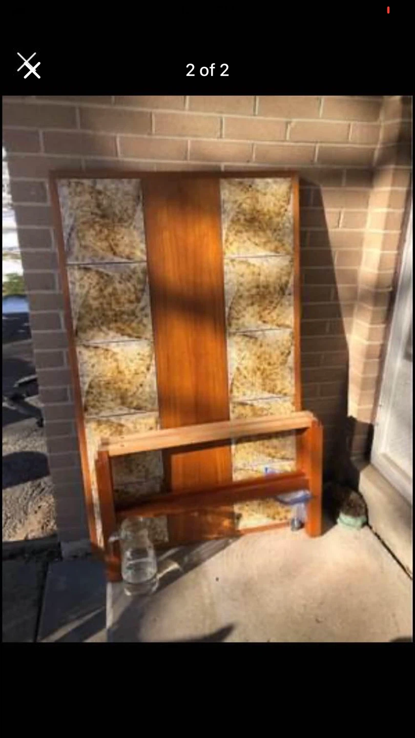 Vintage Wood and Tile Shelf Unit - photo 2