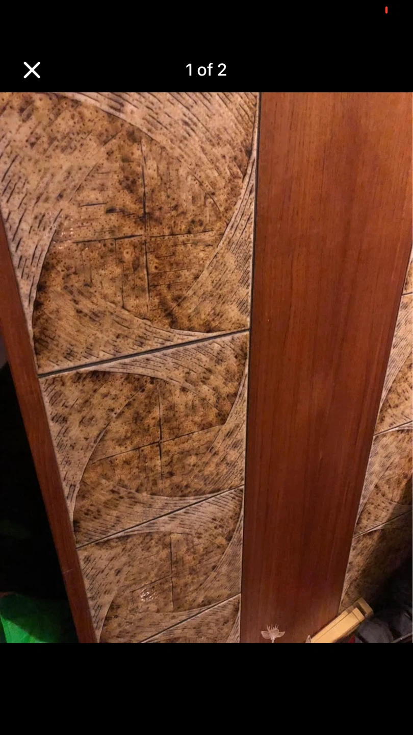Vintage Wood and Tile Shelf Unit