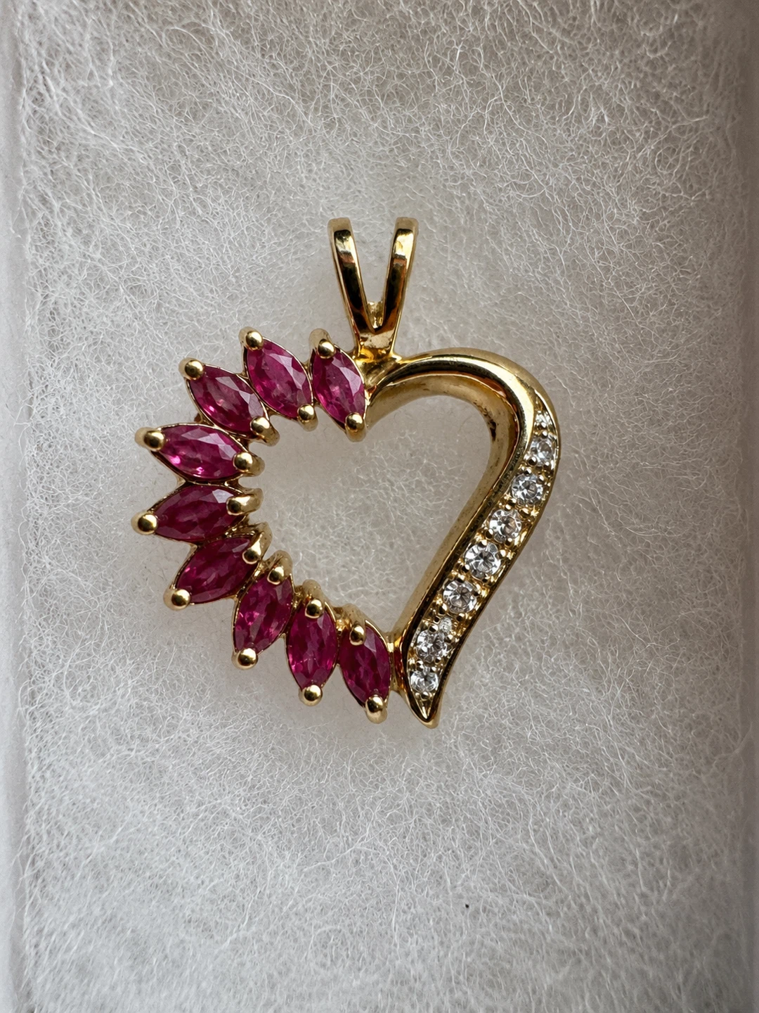 Sterling Silver Gold Plated Pendant with Rubies and Diamonds
