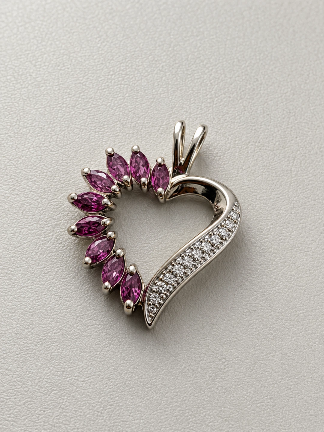 Sterling Silver Gold Plated Pendant with Rubies and Diamonds - photo 2