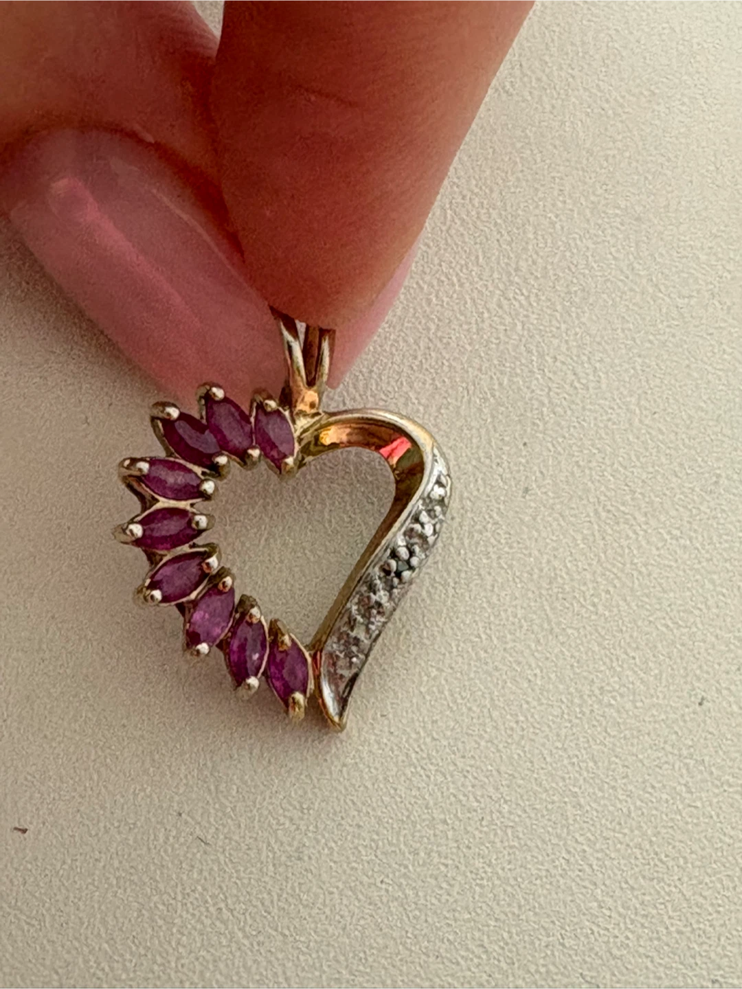 Sterling Silver Gold Plated Pendant with Rubies and Diamonds - photo 3