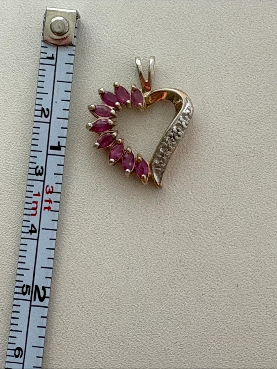 Sterling Silver Gold Plated Pendant with Rubies and Diamonds - photo 4