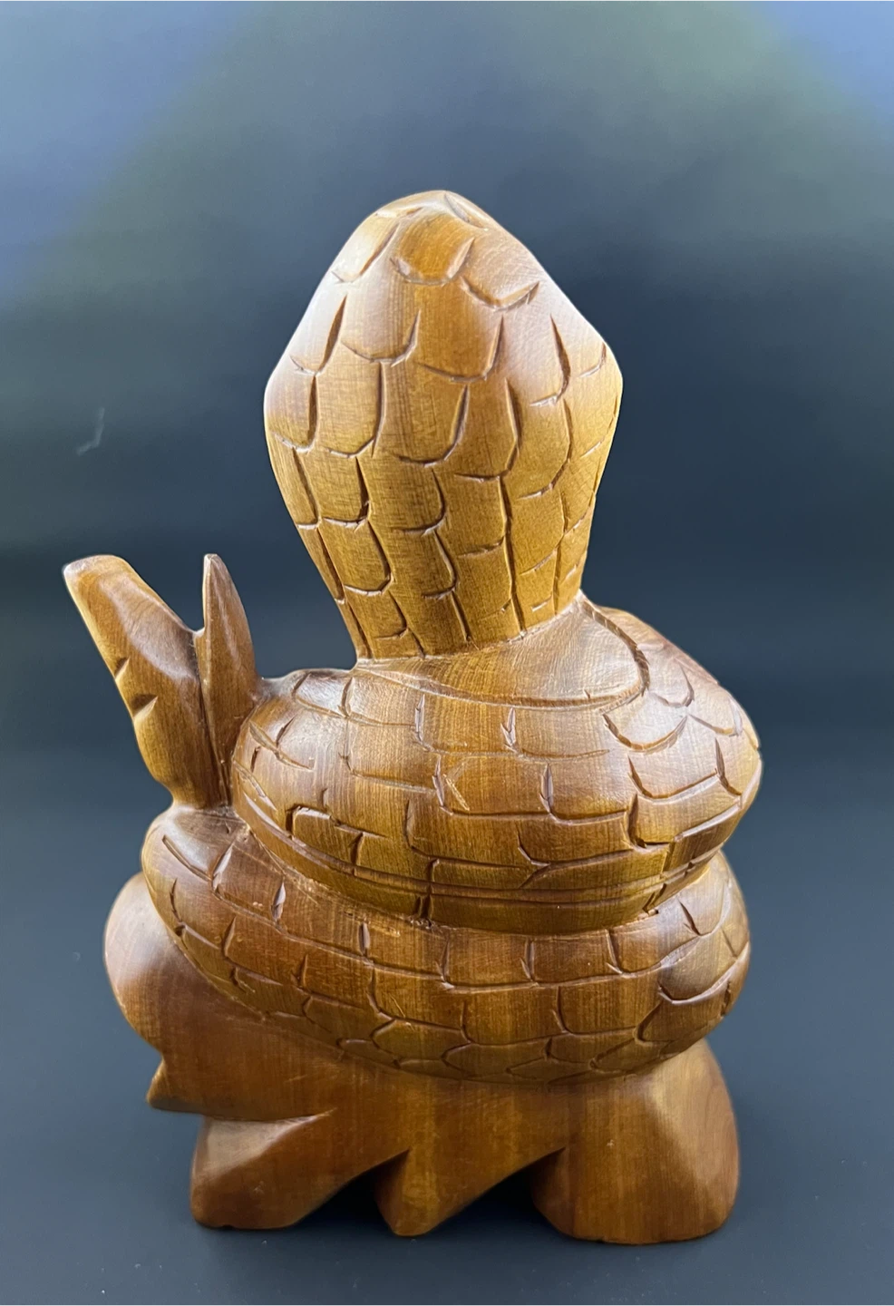 Vintage Hand-Carved Wooden Cobra Sculpture - photo 2