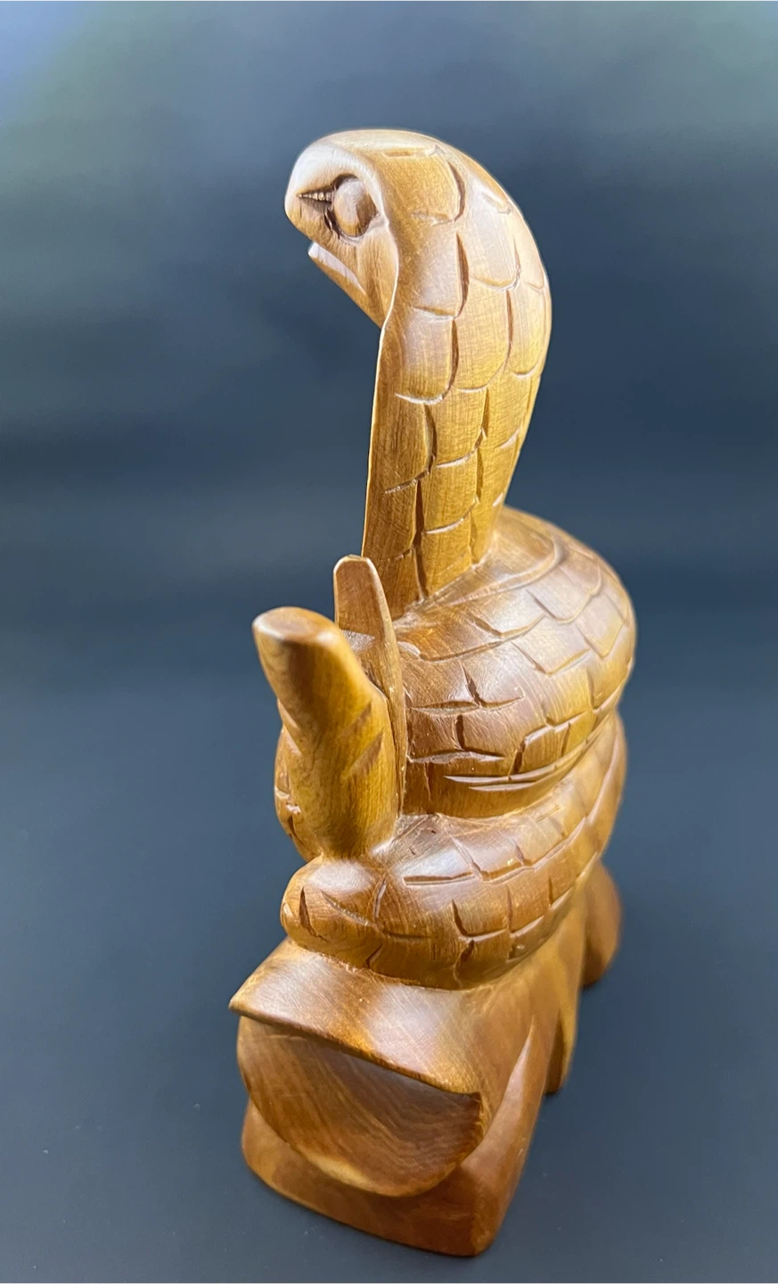 Vintage Hand-Carved Wooden Cobra Sculpture - photo 3